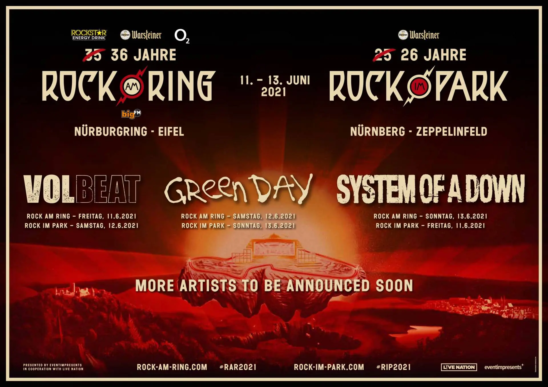 System Of A Down, Green Day und Volbeat bei Ring & Park 2021