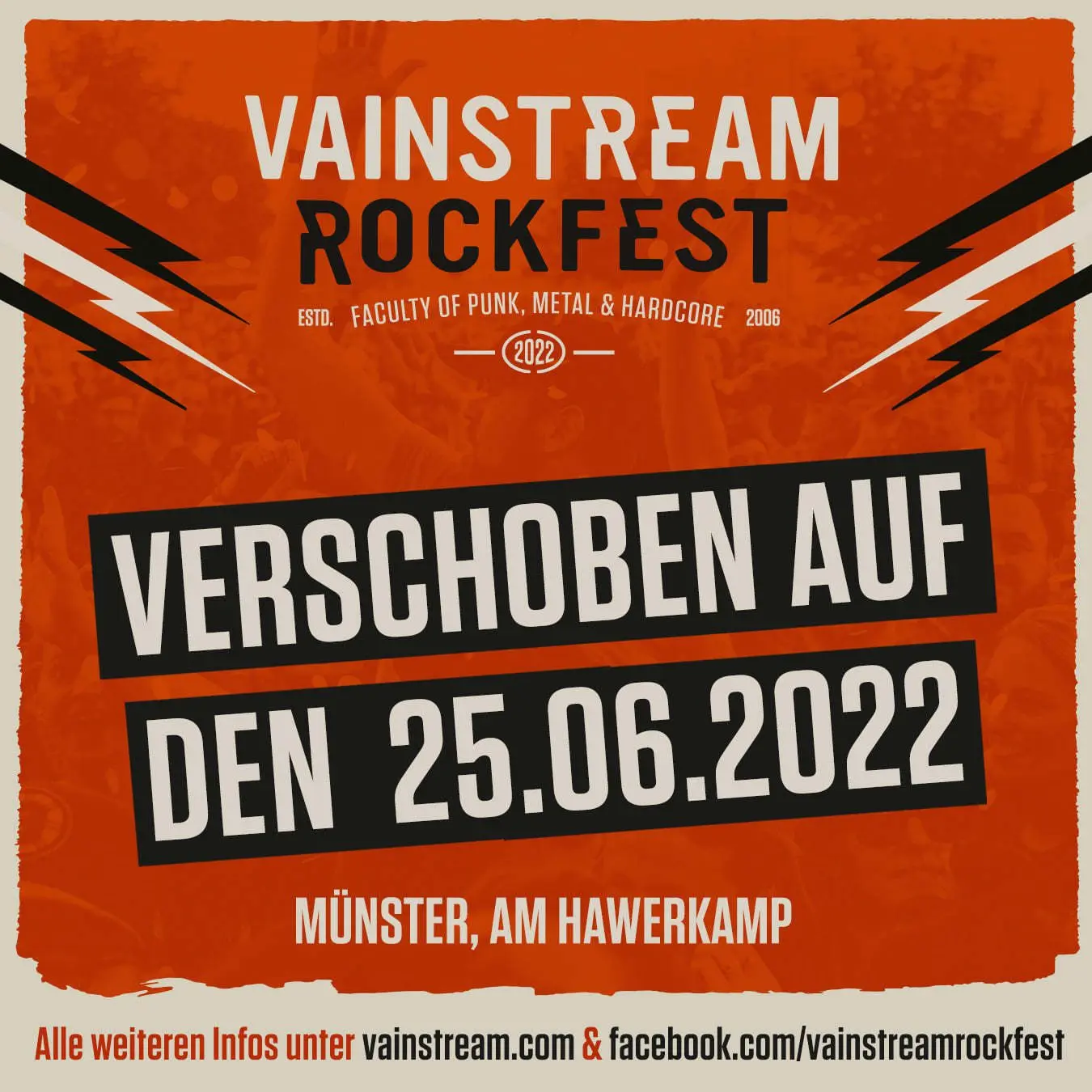 Auch Vainstream auf 2022 verschoben