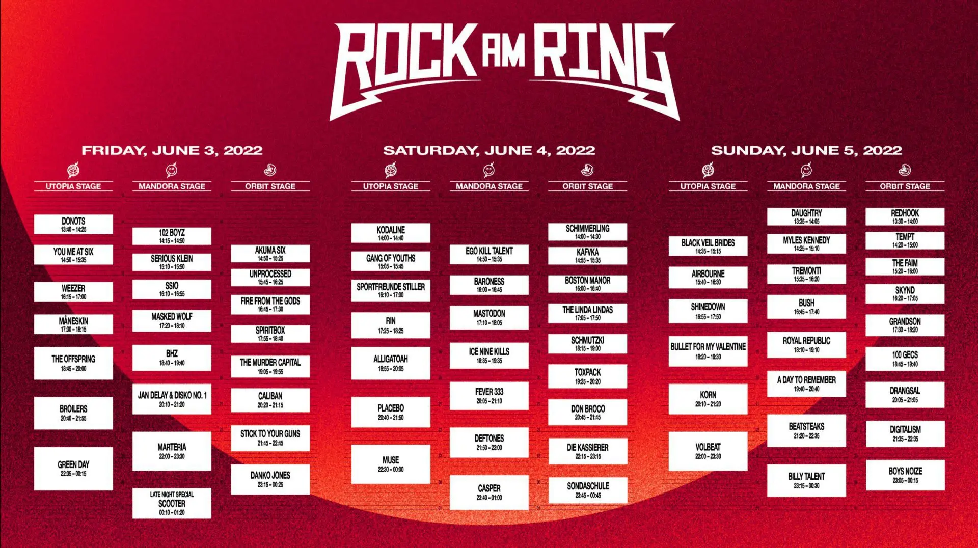 Rock am Ring: Timetable veröffentlicht