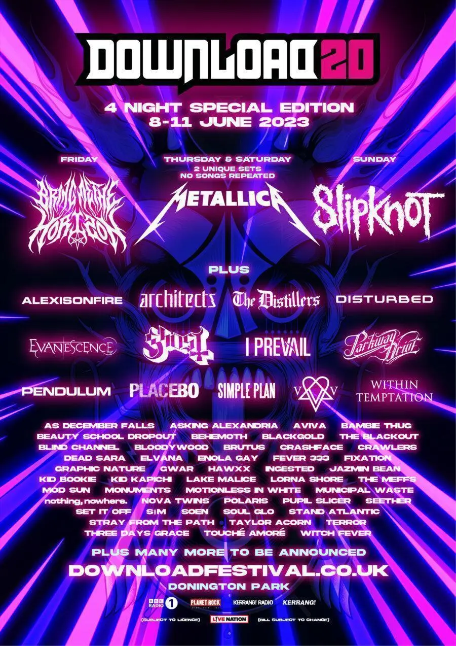 60 Acts für das 20. Download Festival veröffentlicht