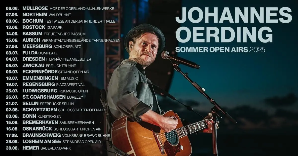 Johannes Oerding mit 24 Open Airs im Sommer 2025