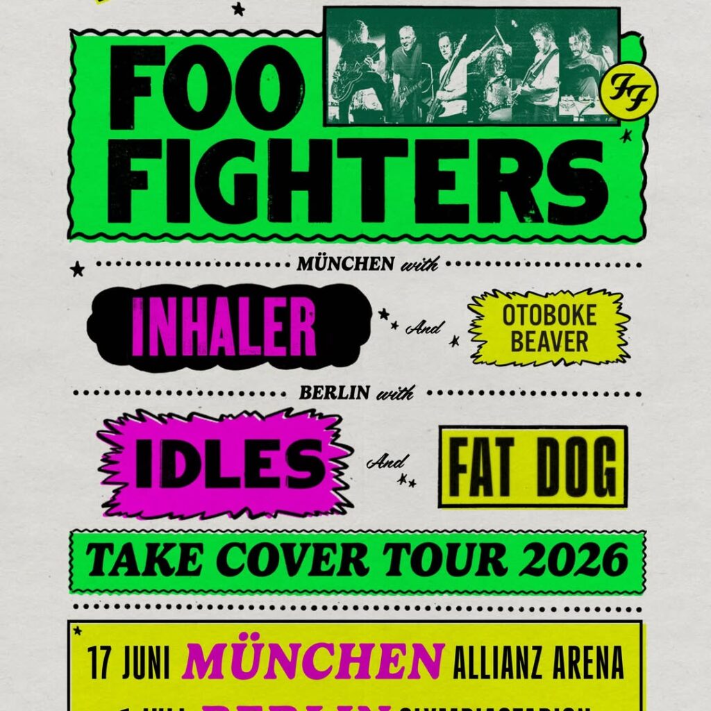 Foo Fighters live auf der Take Cover Tour 2026 in Berlin – Dave Grohl führt die Band durch eine energiegeladene Show im Olympiastadion.