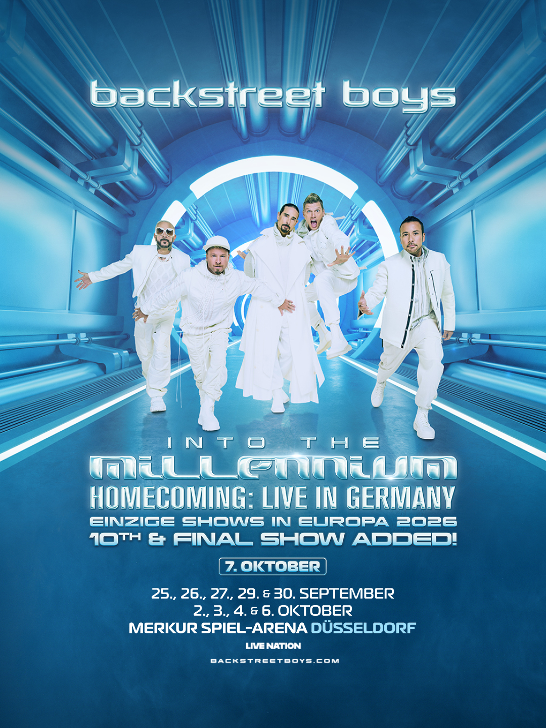 Backstreet Boys Düsseldorf 2026 Tourankündigung für die zehnte und finale Show der Residency in der Merkur Spiel-Arena.