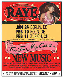 RAYE Tour 2026: Engländerin kündigt ihre „This Tour May Contain New Music“-Tour 2026 mit Konzerten in Berlin, Köln und Zürich an.