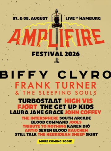Amplifire Festival 2026 Hamburg – Konzertplakat mit Lineup für 7. und 8. August