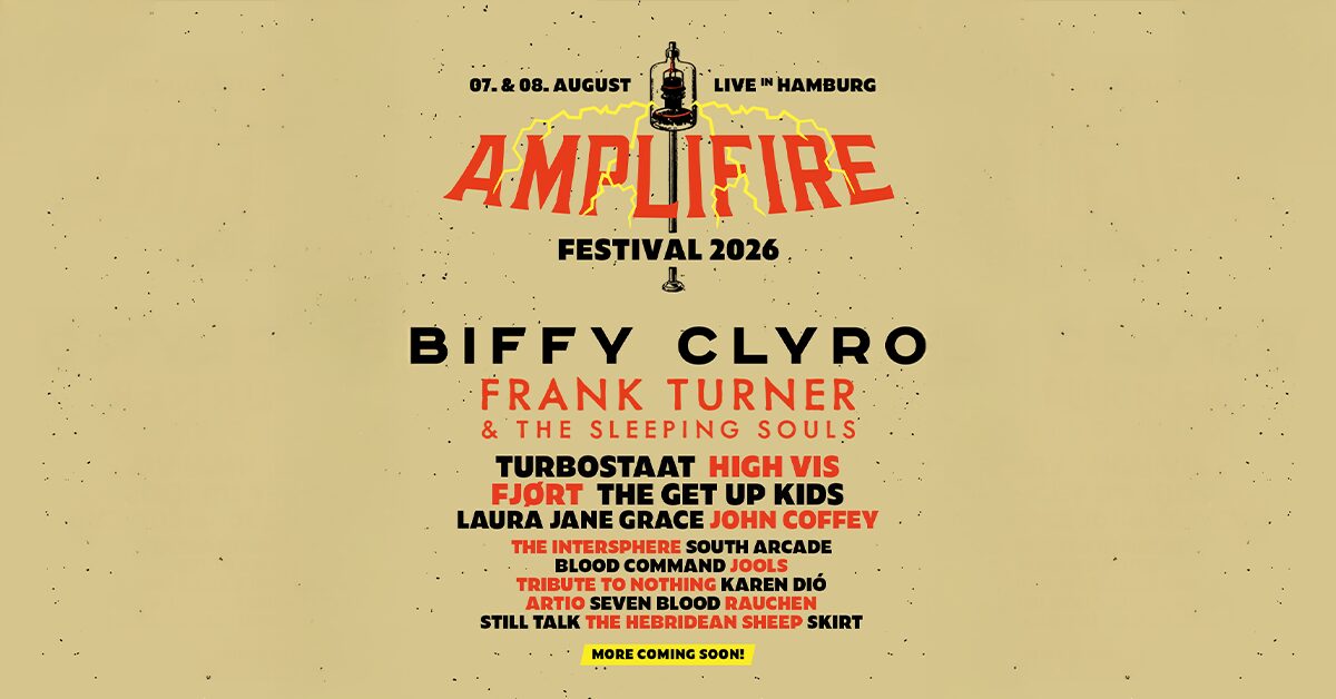 Amplifire Festival 2026 Hamburg – Konzertplakat mit Lineup für 7. und 8. August