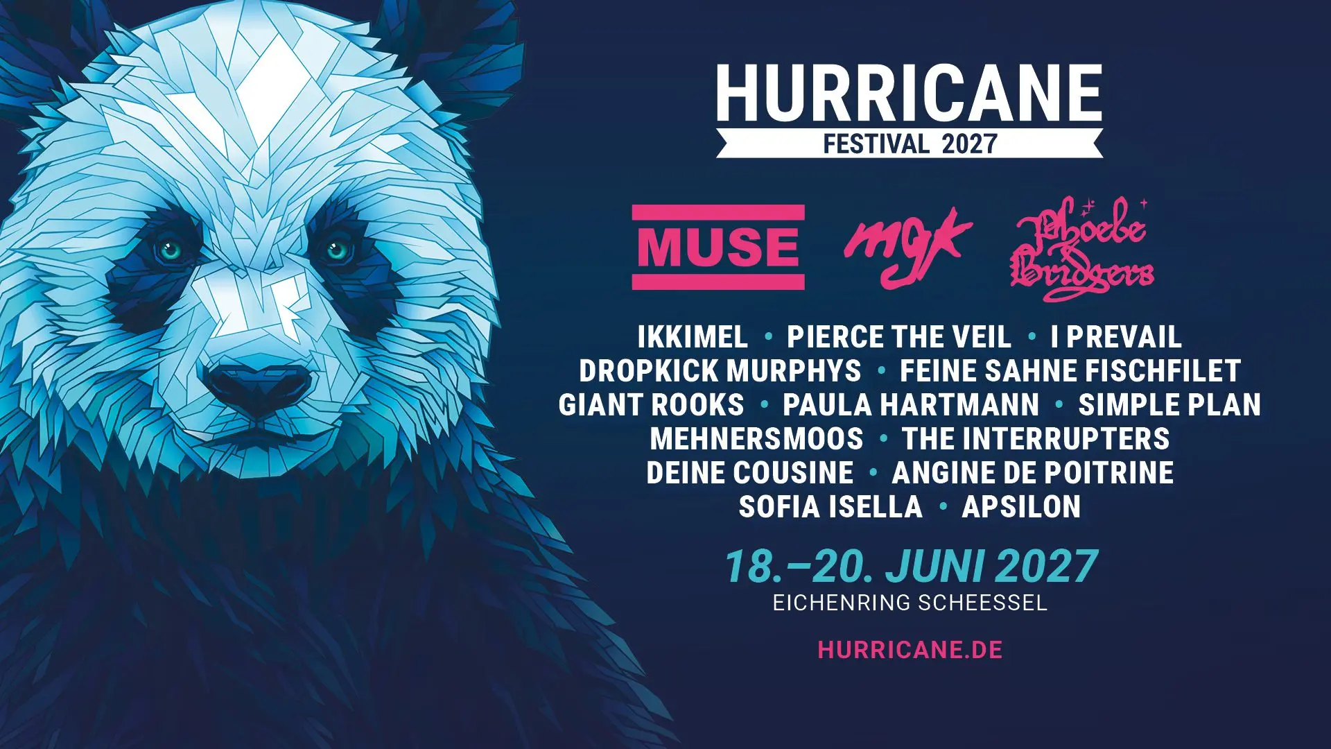 Hurricane 2027: Muse, mgk und Phoebe Bridgers führen neue Bandwelle an
